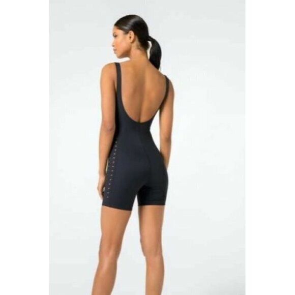 Free People Gigi C Maxine Black Romper One Piece Zip Front Bodysuit Size S New - Picture 4 of 8
